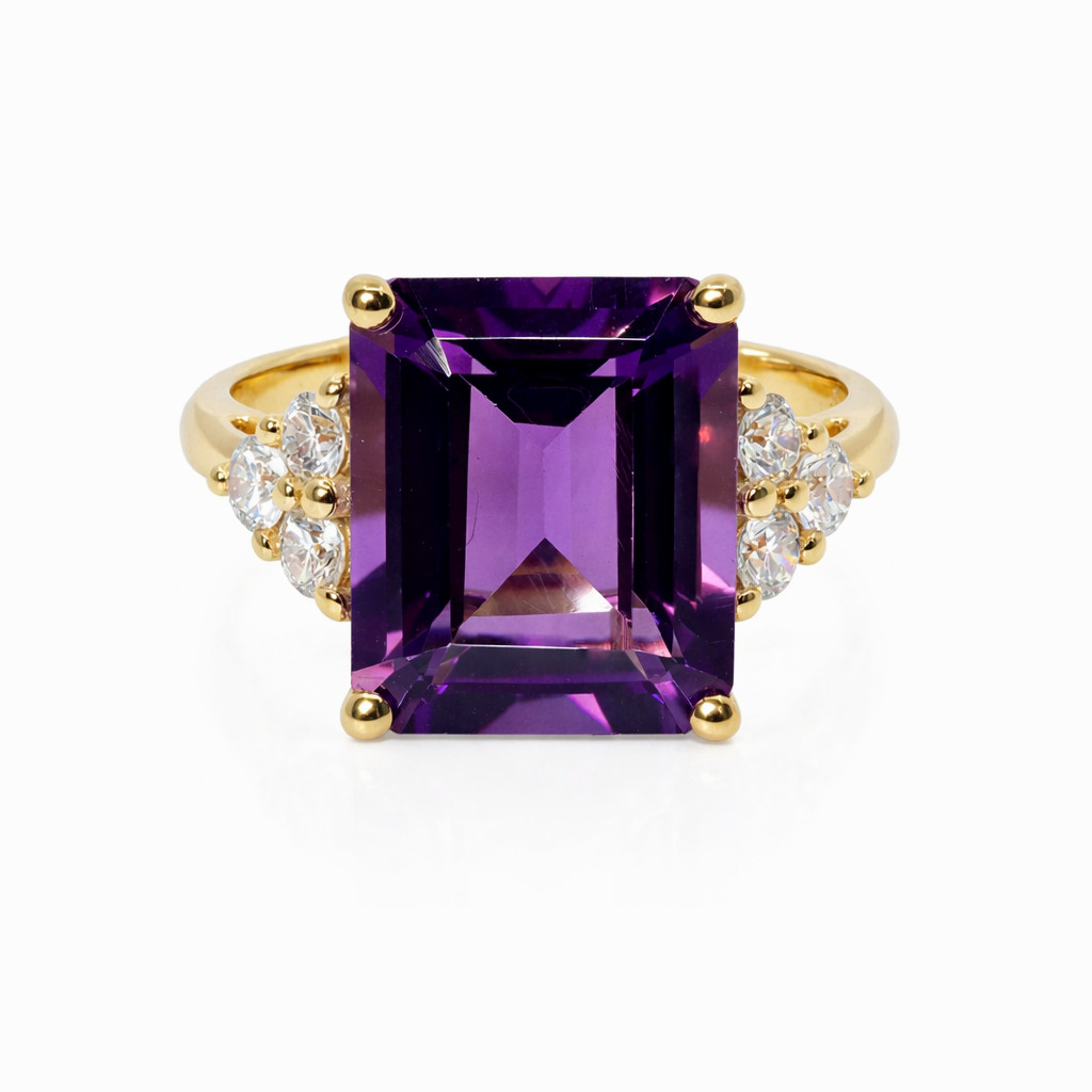  Inel Aur 18k, Ametist 5.80 ct, Diamante 0.44 ct 1