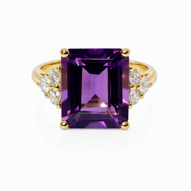  Inel Aur 18k, Ametist 5.80 ct, Diamante 0.44 ct 1
