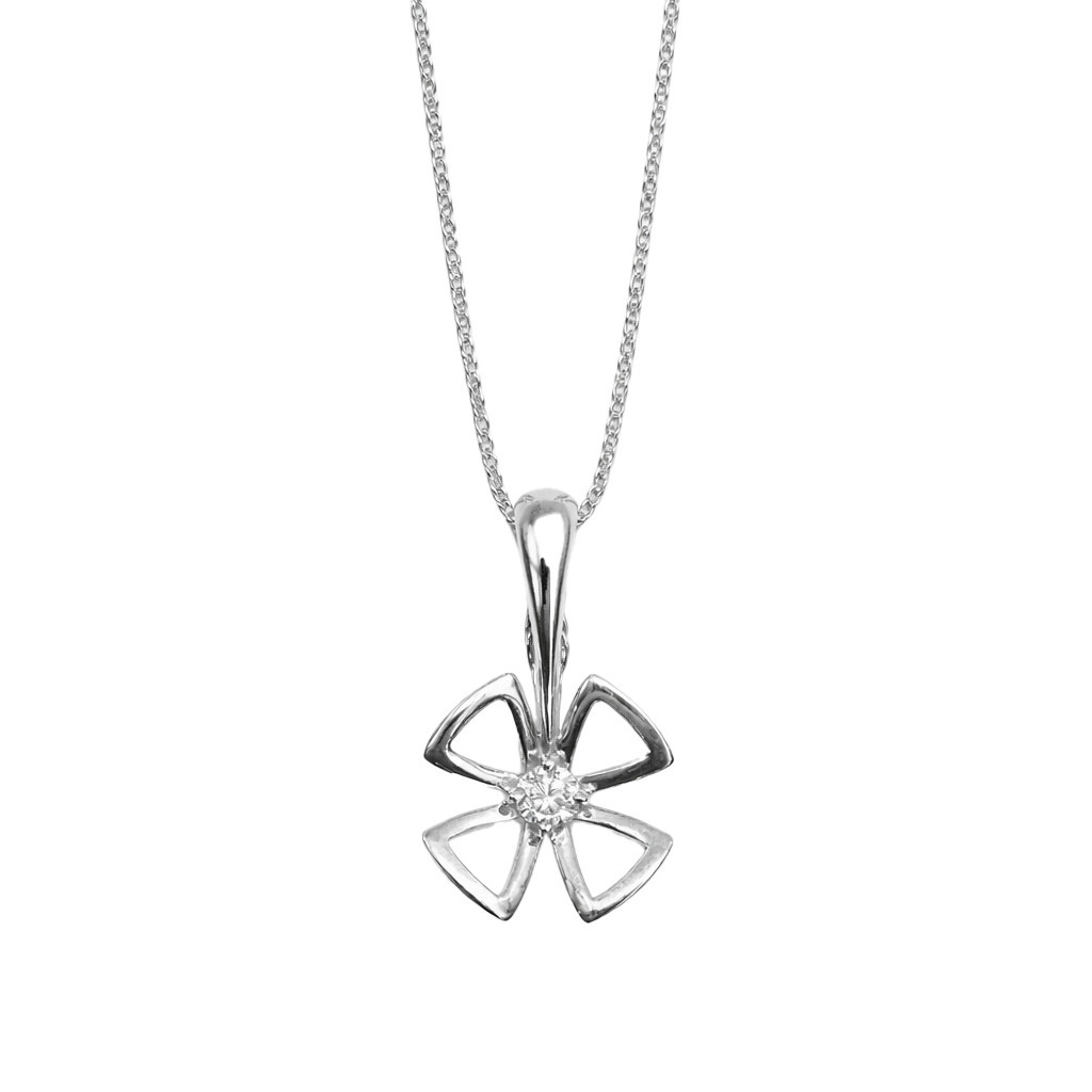  Colier Aur Alb 18k, Diamant 0.12 Ct 1