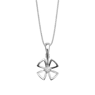  Colier Aur Alb 18k, Diamant 0.12 Ct 1
