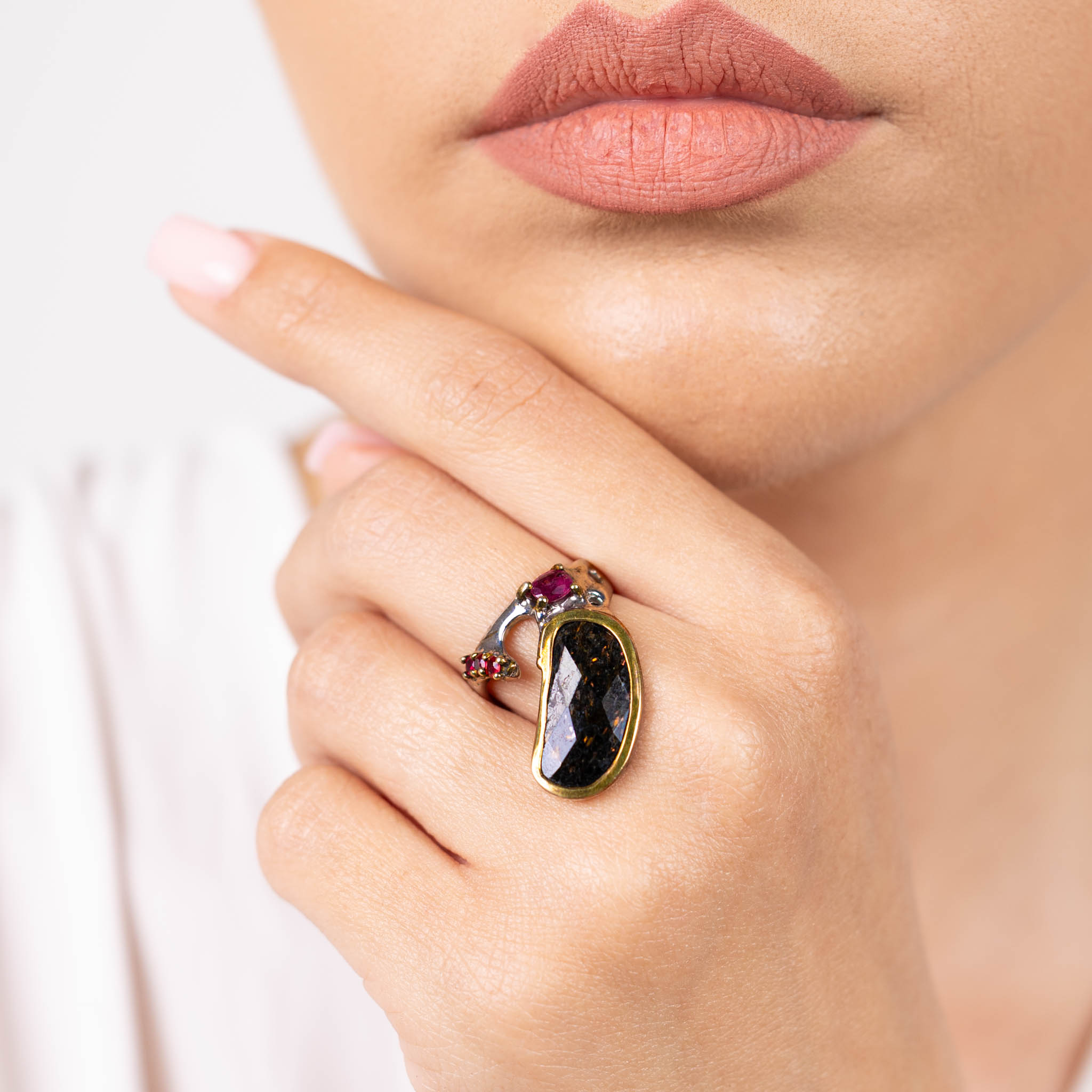  Inel Argint 925, Cuart, Granat 2