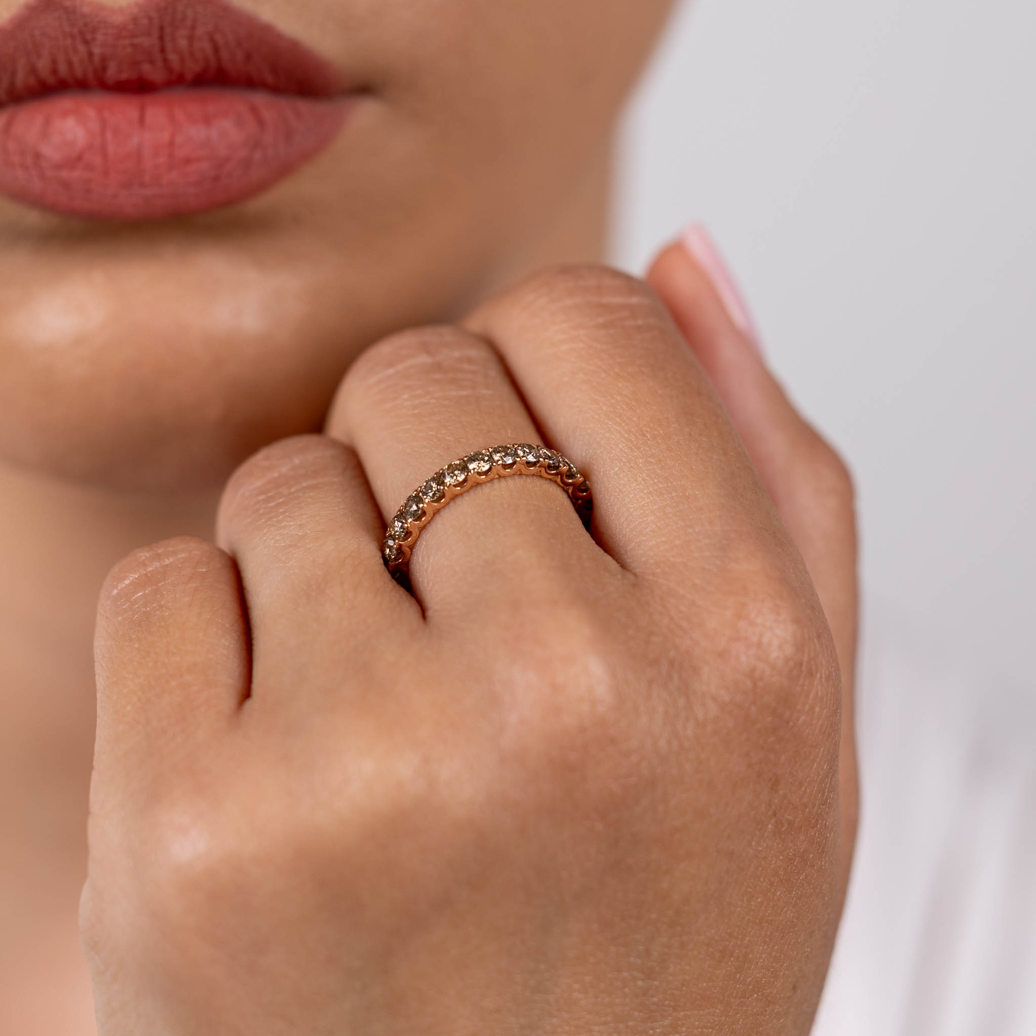 Inel Eternity Aur Roz 18k, Diamante Champagne 1.78 Ct 2