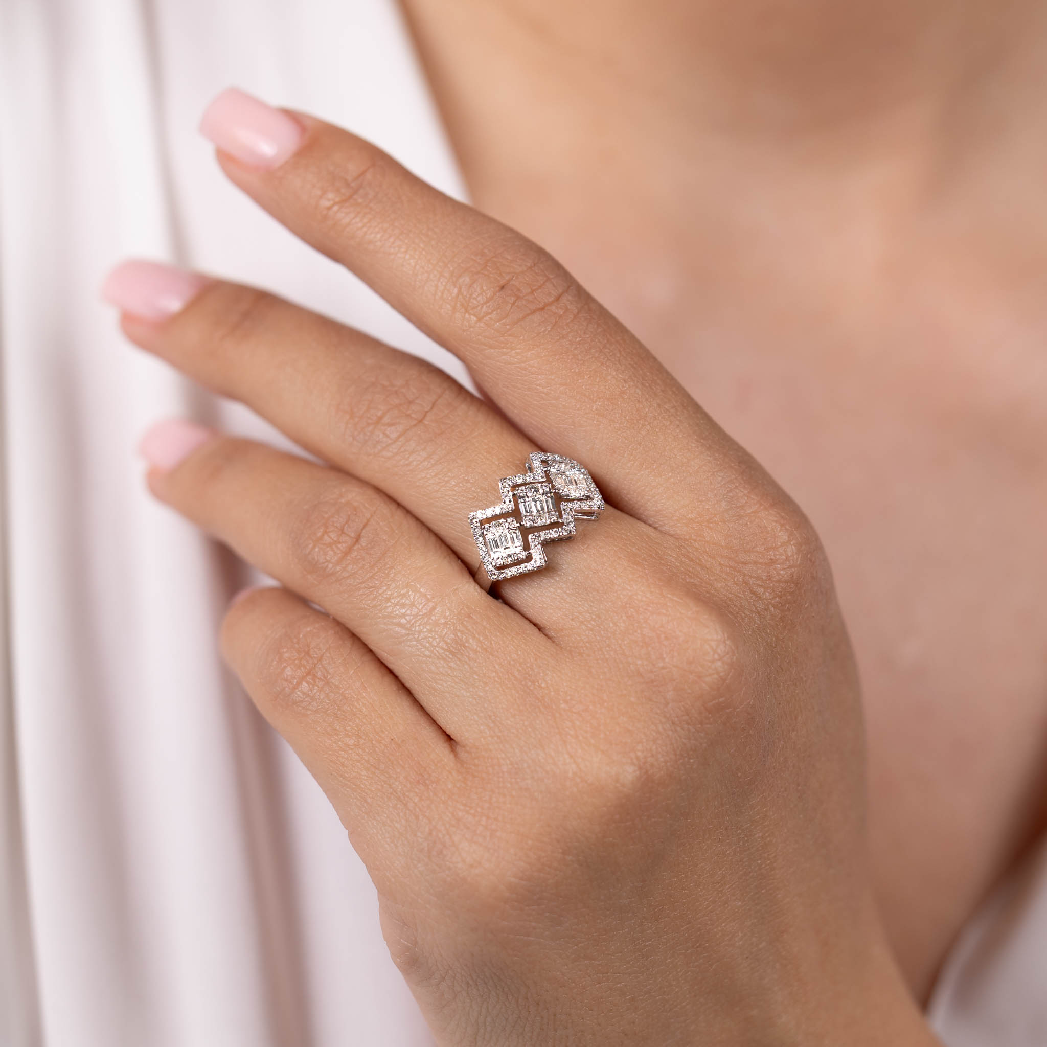  Inel Aur Alb 14K, Diamante 0.76 Ct 2