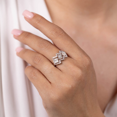  Inel Aur Alb 14K, Diamante 0.76 Ct 2