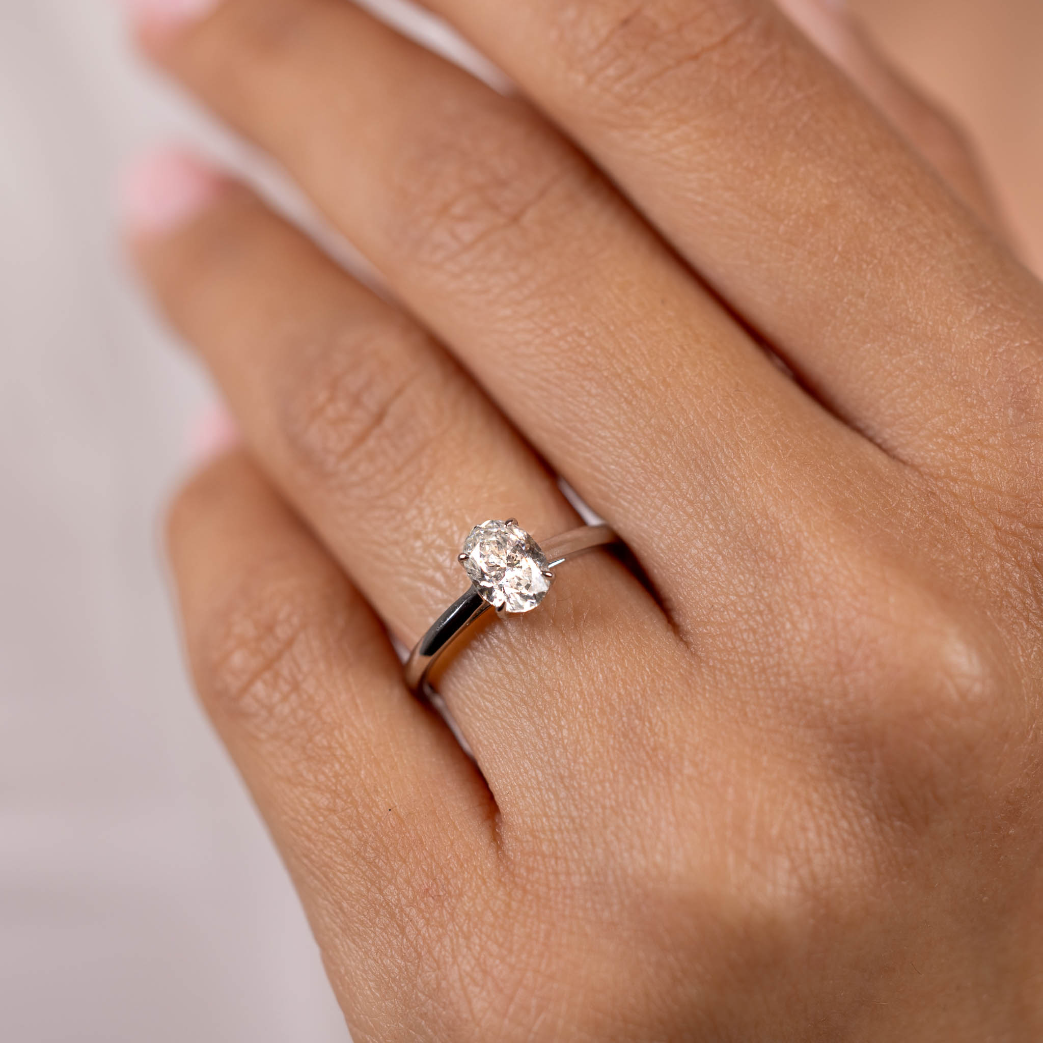  Inel Aur Alb 18k, Diamant Solitaire 1.00 Ct H/SI2 2