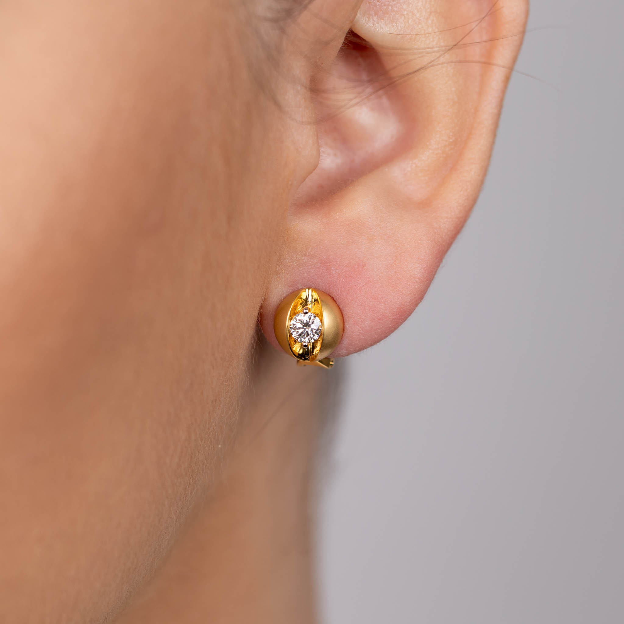  Cercei Aur Galben 18K, Diamante 0.60 Ct D/VVS1 2