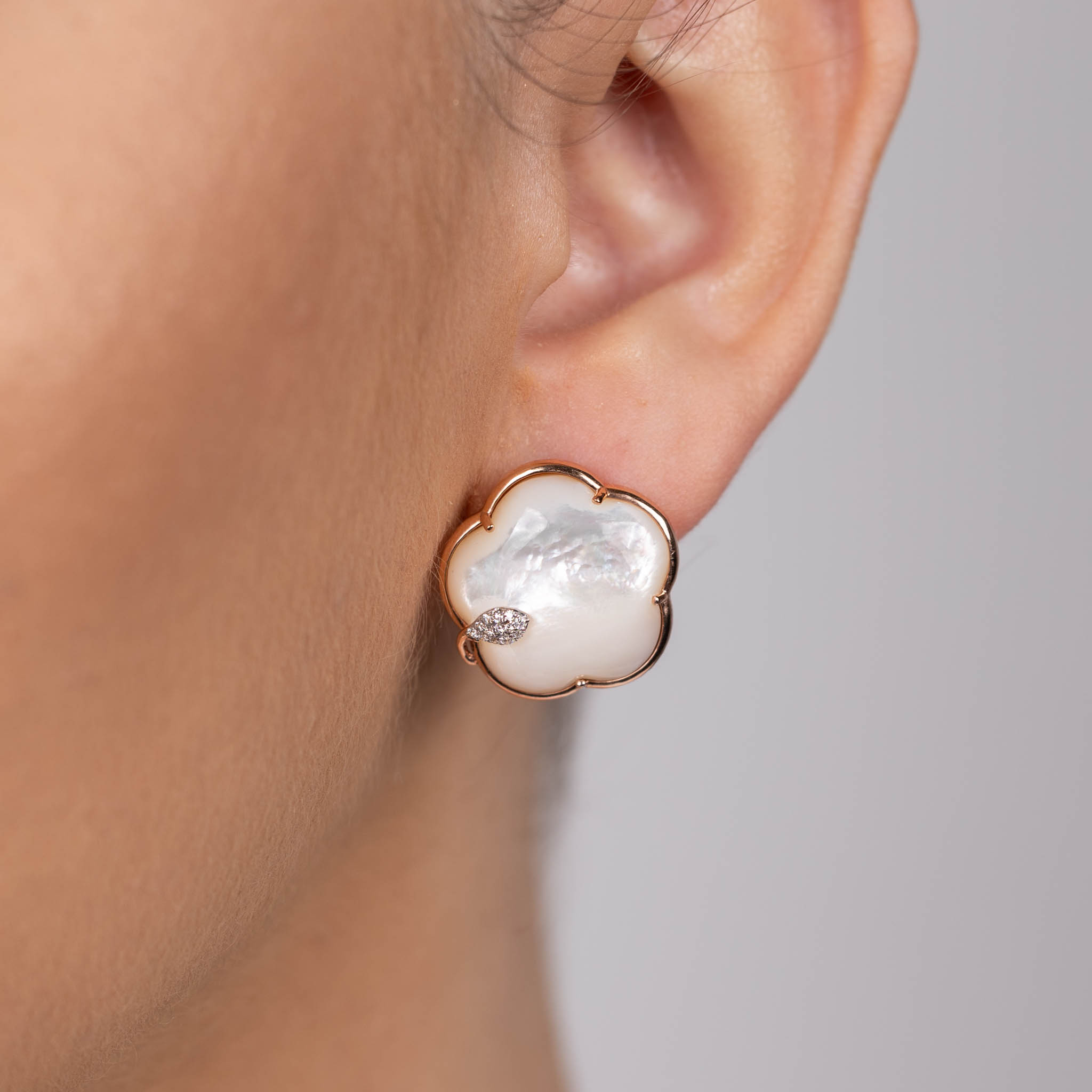  Cercei Aur Roz 14K, Sidef 29.50 Ct, Diamante 0.14 Ct 2
