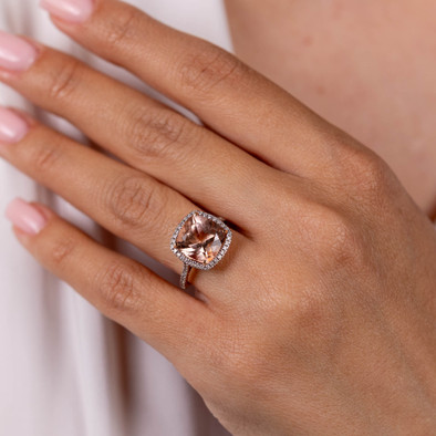  Inel Aur Roz 18k, Morganit 5.00 ct, Diamante 0.42 ct 2