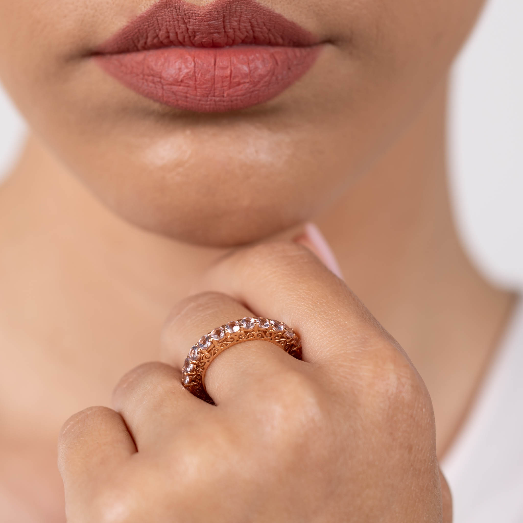  Inel Aur Roz 14K, Morganit 2.50 Ct 2