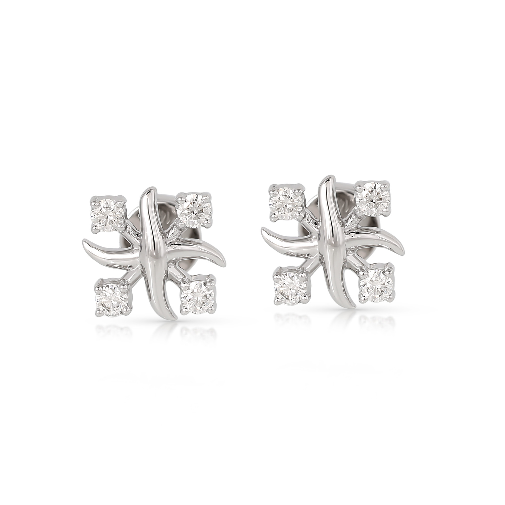  Cercei Aur Alb 14K , Diamante 0.26 Ct 1