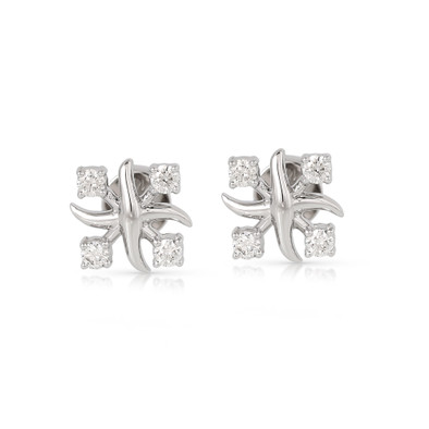  Cercei Aur Alb 14K , Diamante 0.26 Ct 1