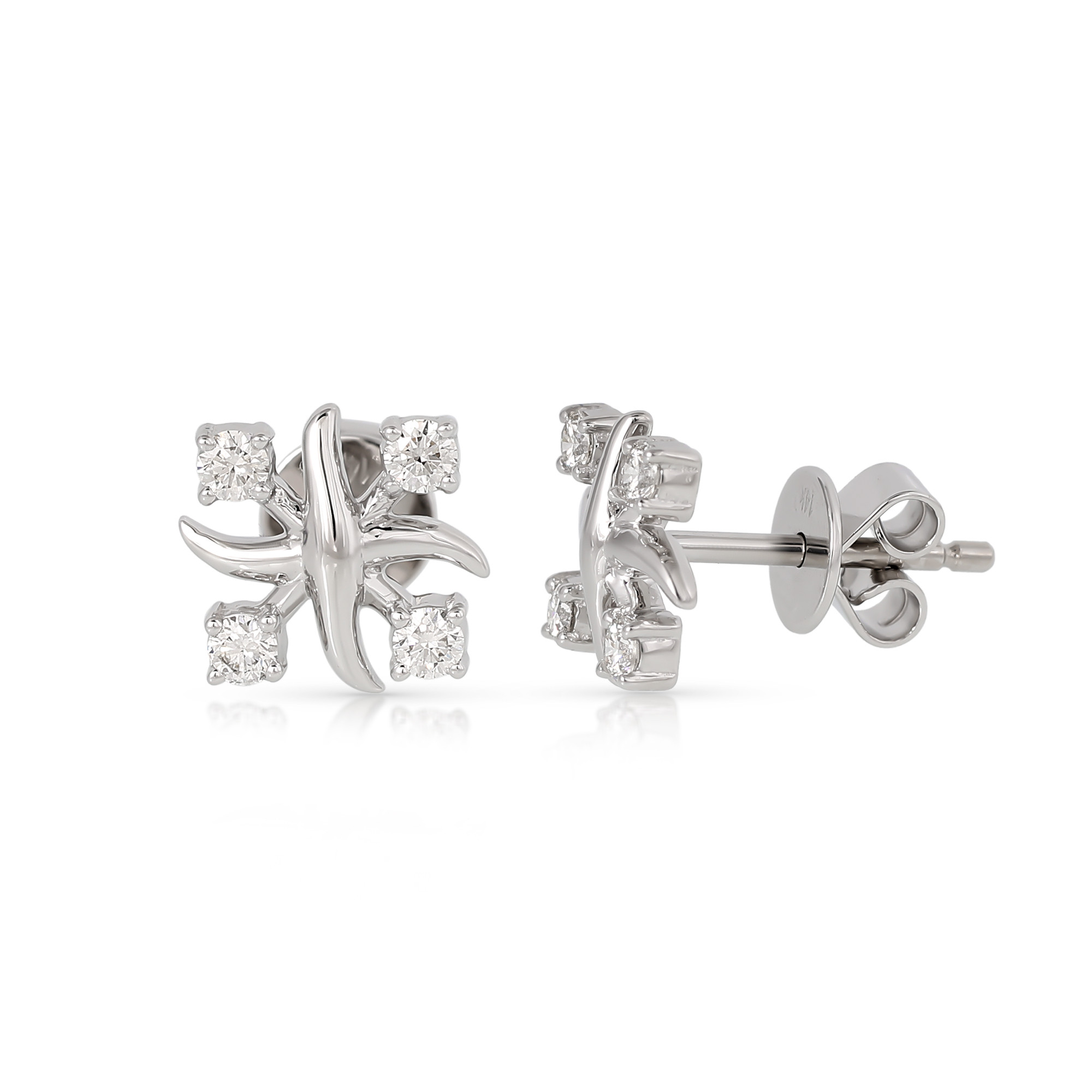  Cercei Aur Alb 14K , Diamante 0.26 Ct 2