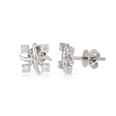  Cercei Aur Alb 14K , Diamante 0.26 Ct 2