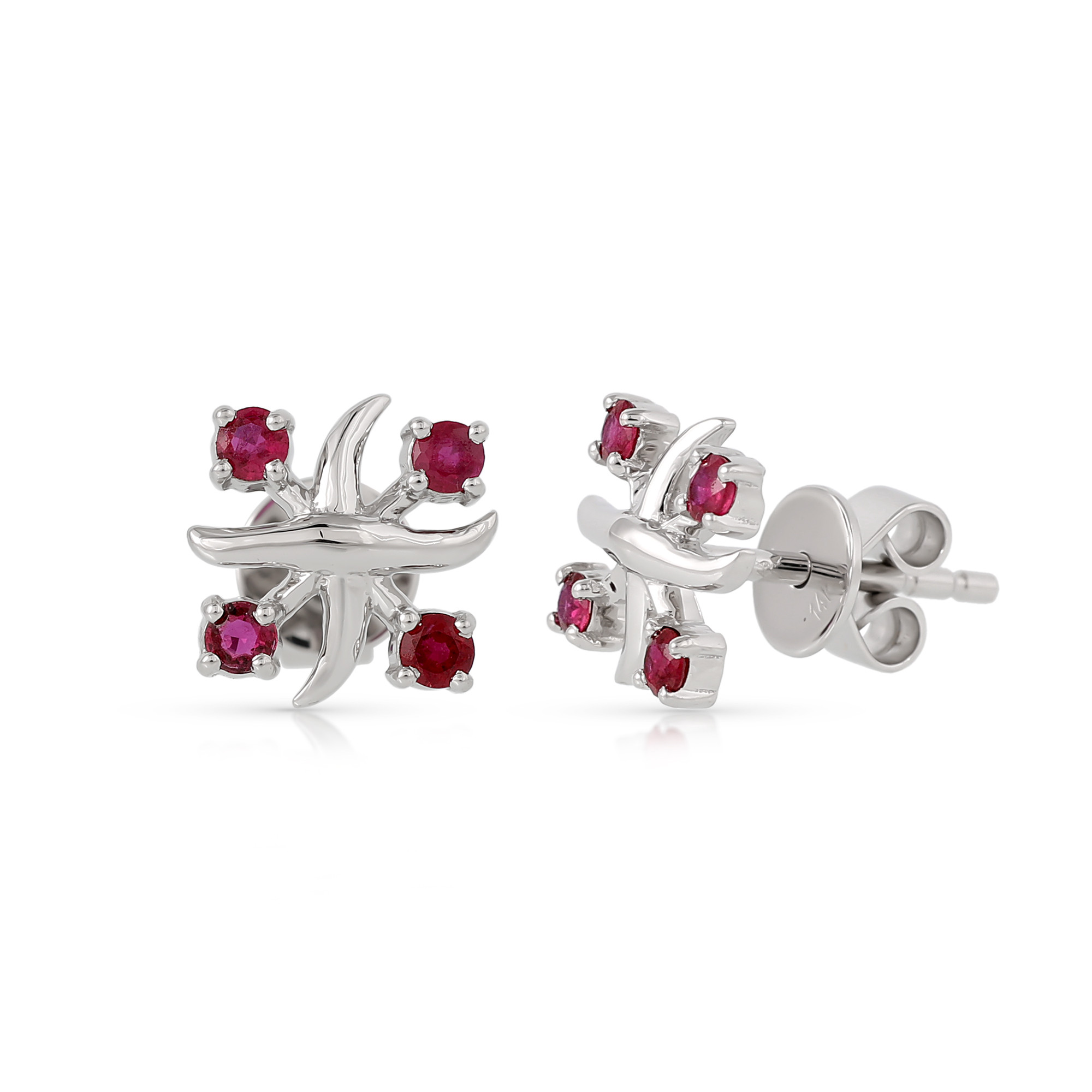  Cercei Aur Alb 14K , Rubin 0.38 Ct 2