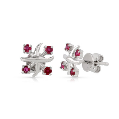  Cercei Aur Alb 14K , Rubin 0.38 Ct 2
