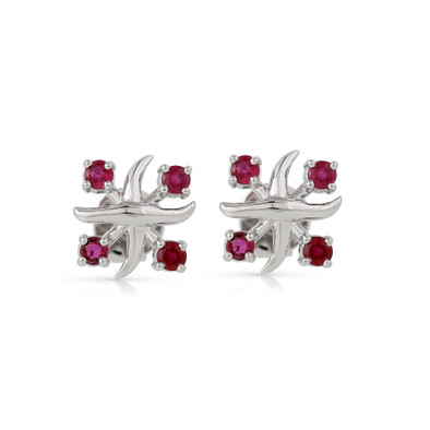  Cercei Aur Alb 14K , Rubin 0.38 Ct 1