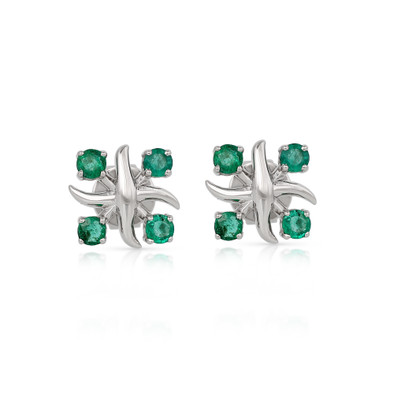  Cercei Aur Alb 14K, Smarald 0.38 Ct 1