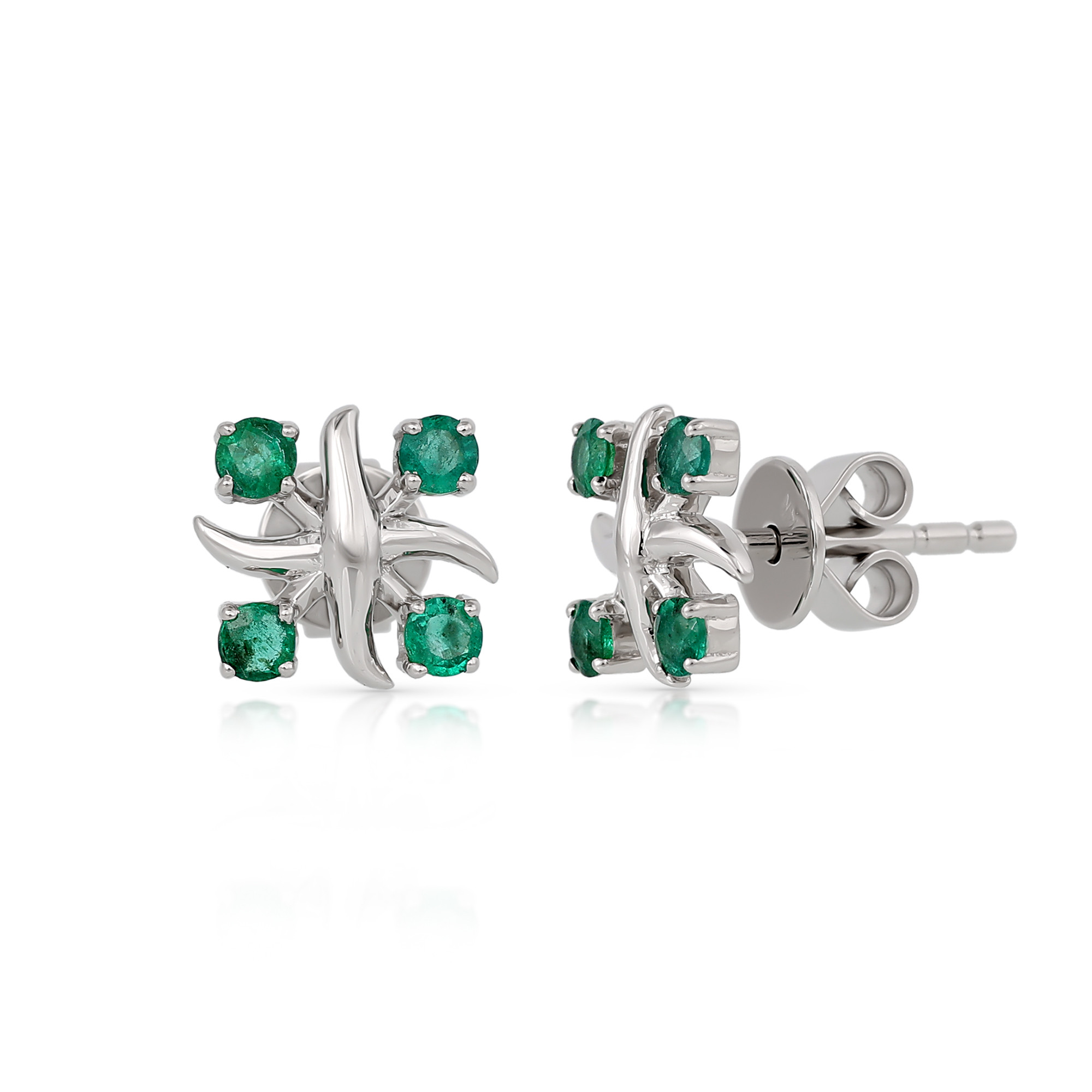  Cercei Aur Alb 14K, Smarald 0.38 Ct 2