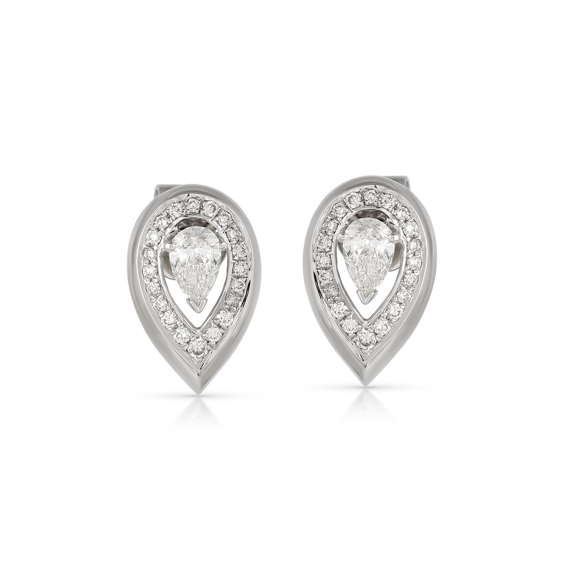  Cercei Aur Alb 14K, Diamante 0.37 Ct 1