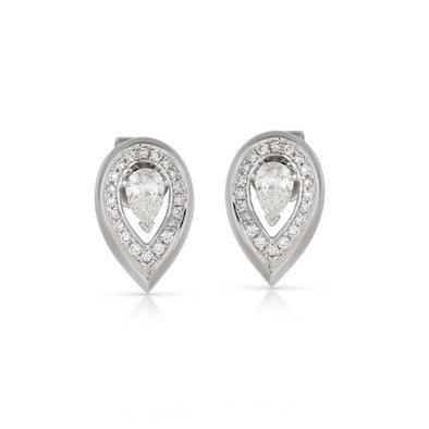  Cercei Aur Alb 14K, Diamante 0.37 Ct 1