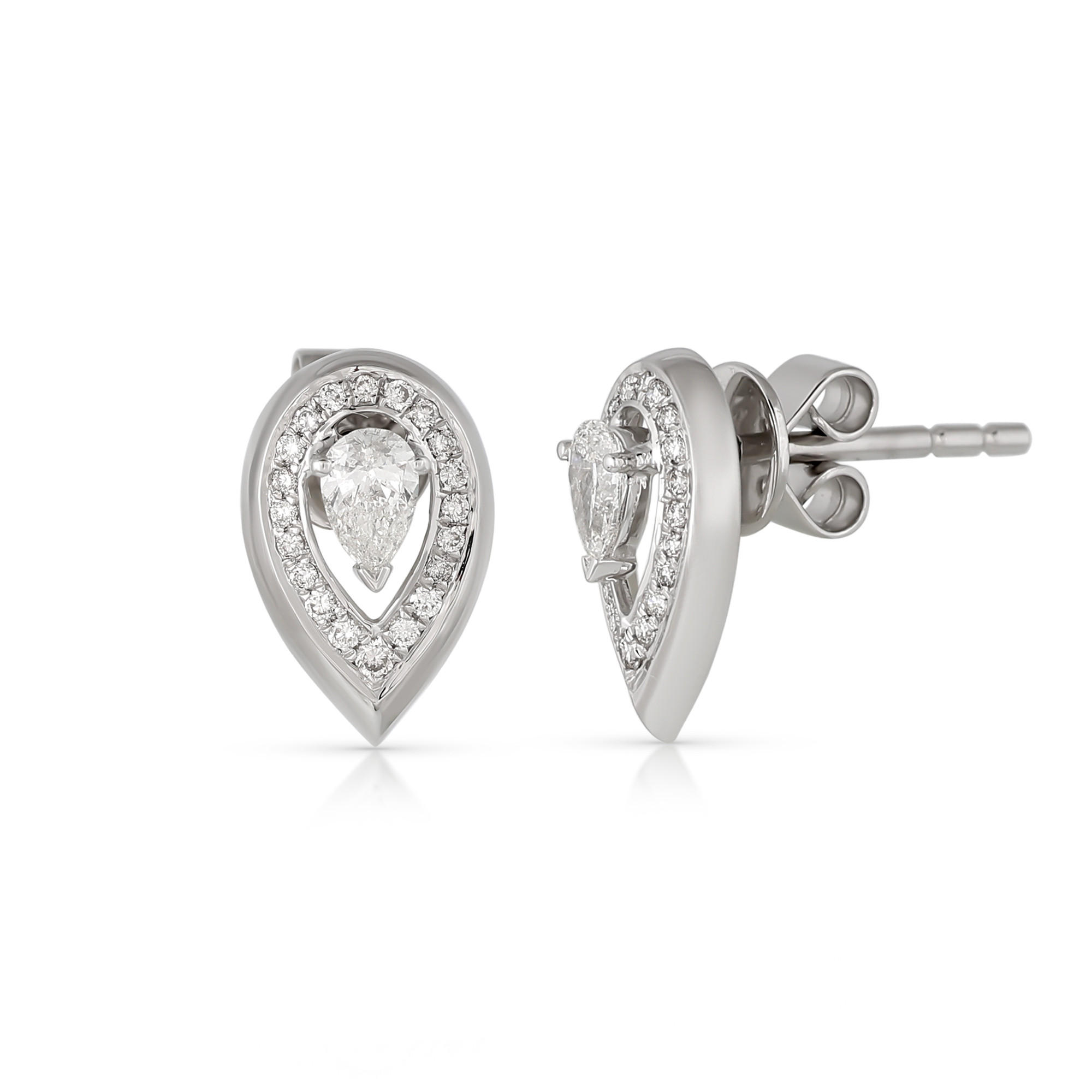  Cercei Aur Alb 14K, Diamante 0.37 Ct 2