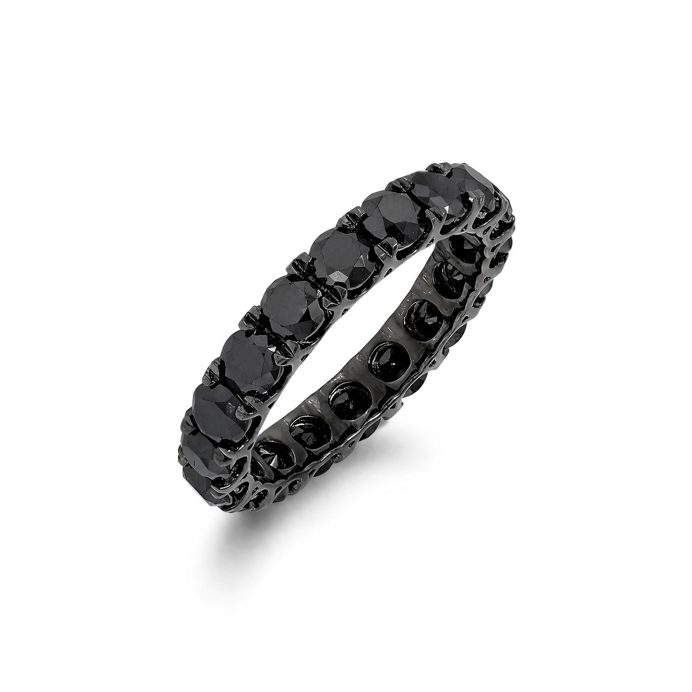  Inel Eternity Aur 14k, Diamante Negre 3.80 Ct 2