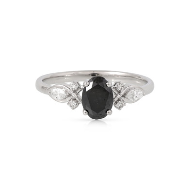  Inel Aur Alb 14k, Diamant Negru 0.85 Ct, Diamante Albe 0.18 Ct 1