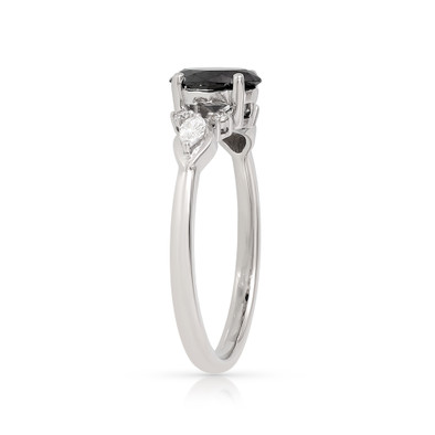  Inel Aur Alb 14k, Diamant Negru 0.85 Ct, Diamante Albe 0.18 Ct 3