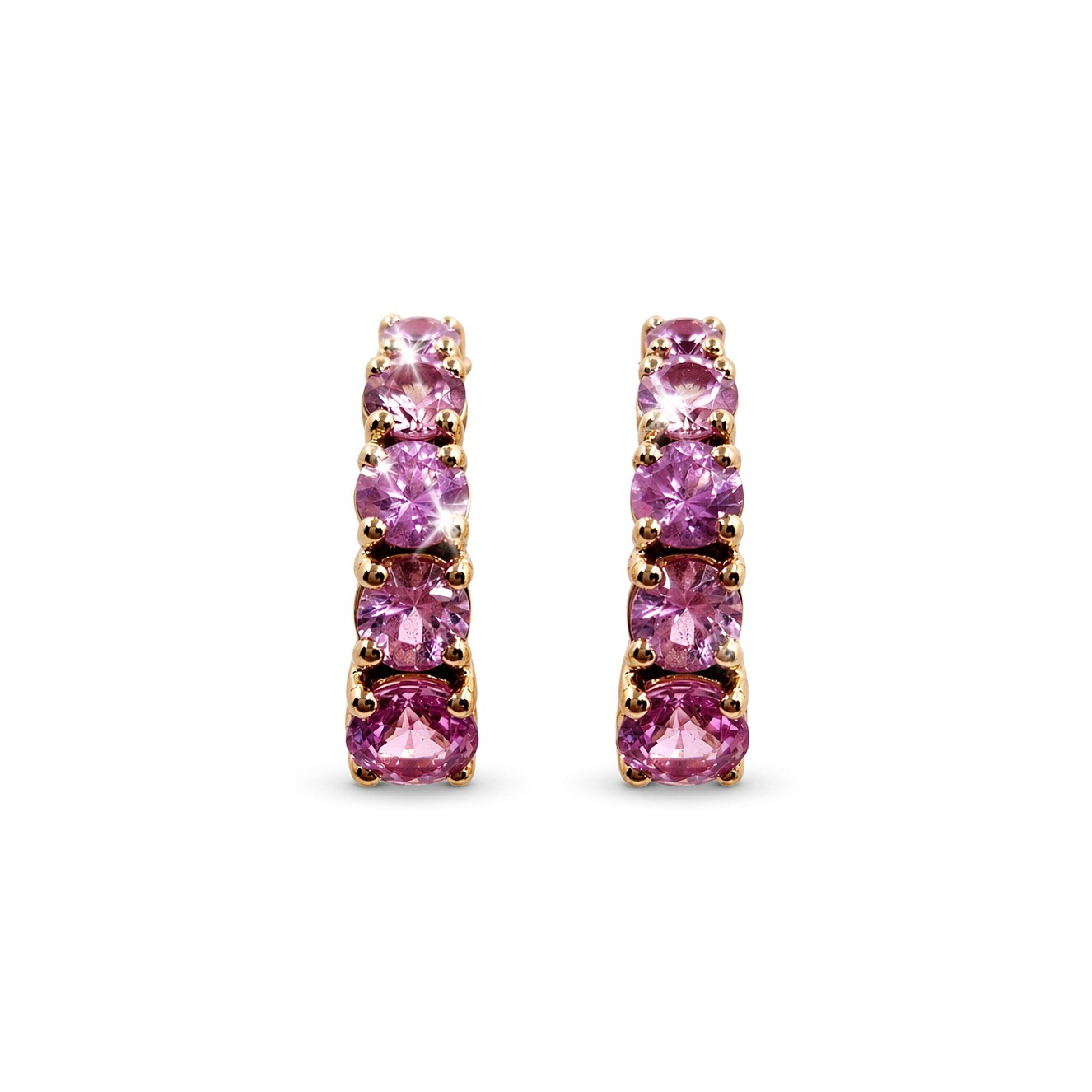  Cercei Aur Roz 14k, Safire Roz 1.65 Ct 1