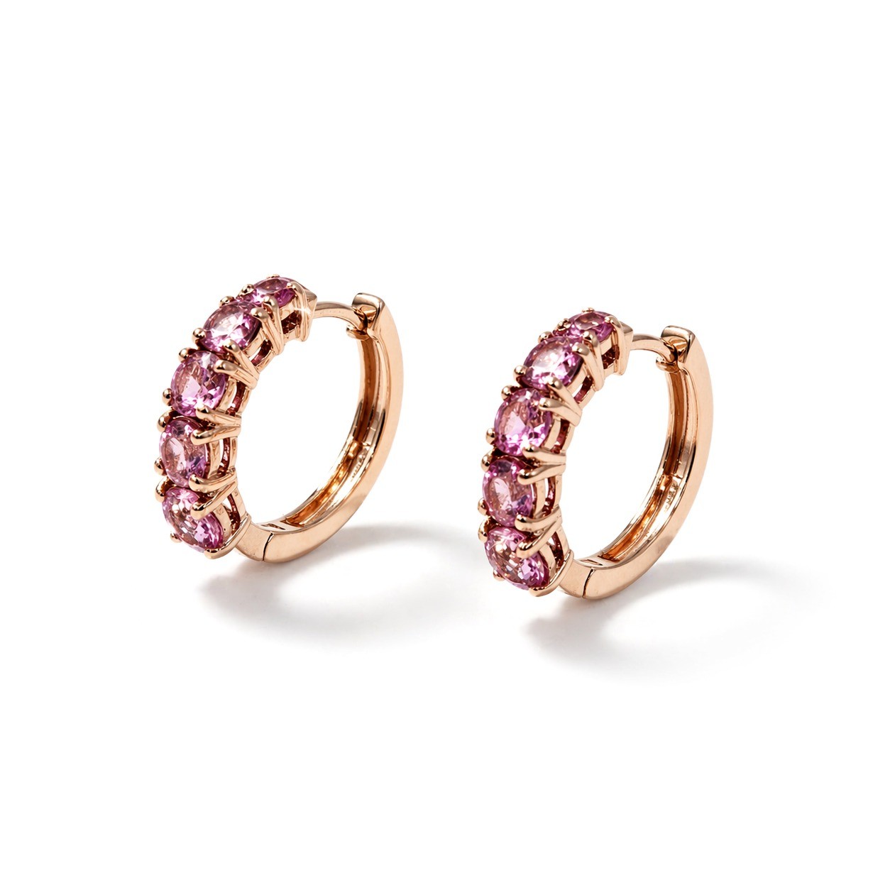  Cercei Aur Roz 14k, Safire Roz 1.65 Ct 3
