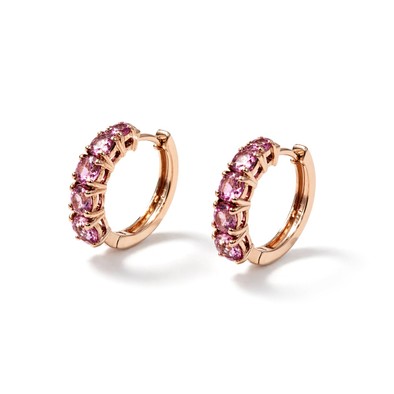  Cercei Aur Roz 14k, Safire Roz 1.65 Ct 3