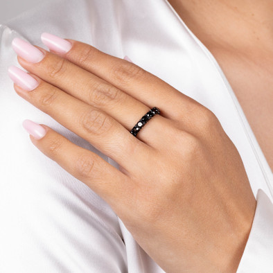  Inel Eternity Aur 14k, Diamante Negre 3.80 Ct 2