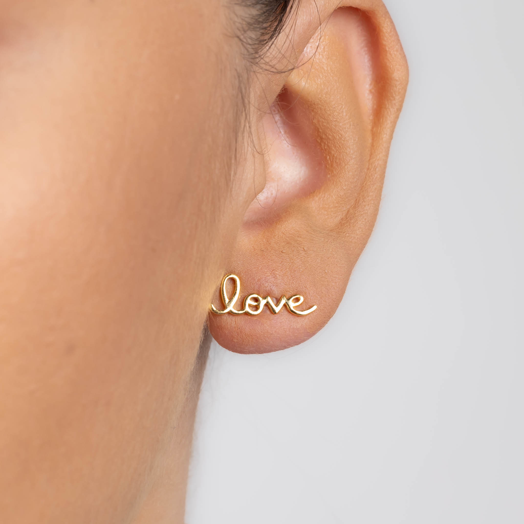  Cercei Aur Galben 14K - Love 2