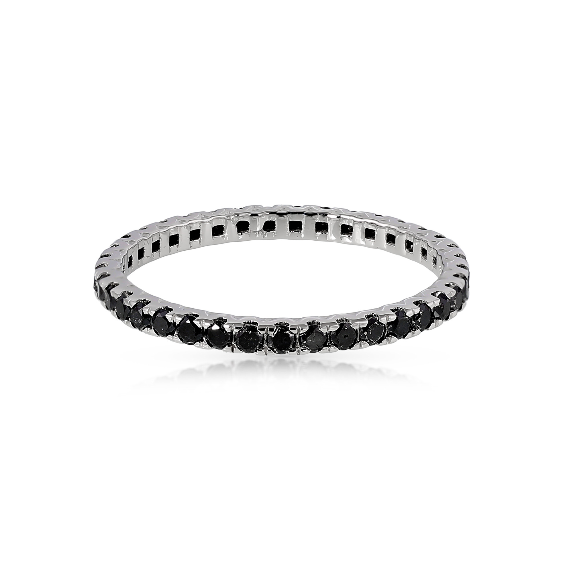  Inel Eternity Aur Alb 14k, Diamante Negre 0.60 Ct 1