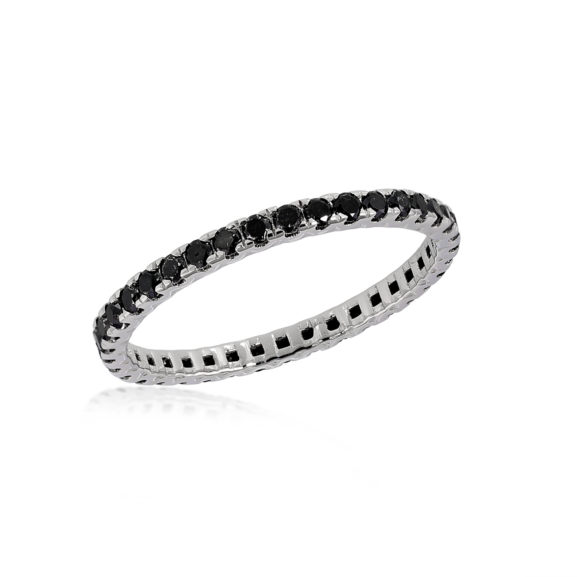  Inel Eternity Aur Alb 14k, Diamante Negre 0.60 Ct 3