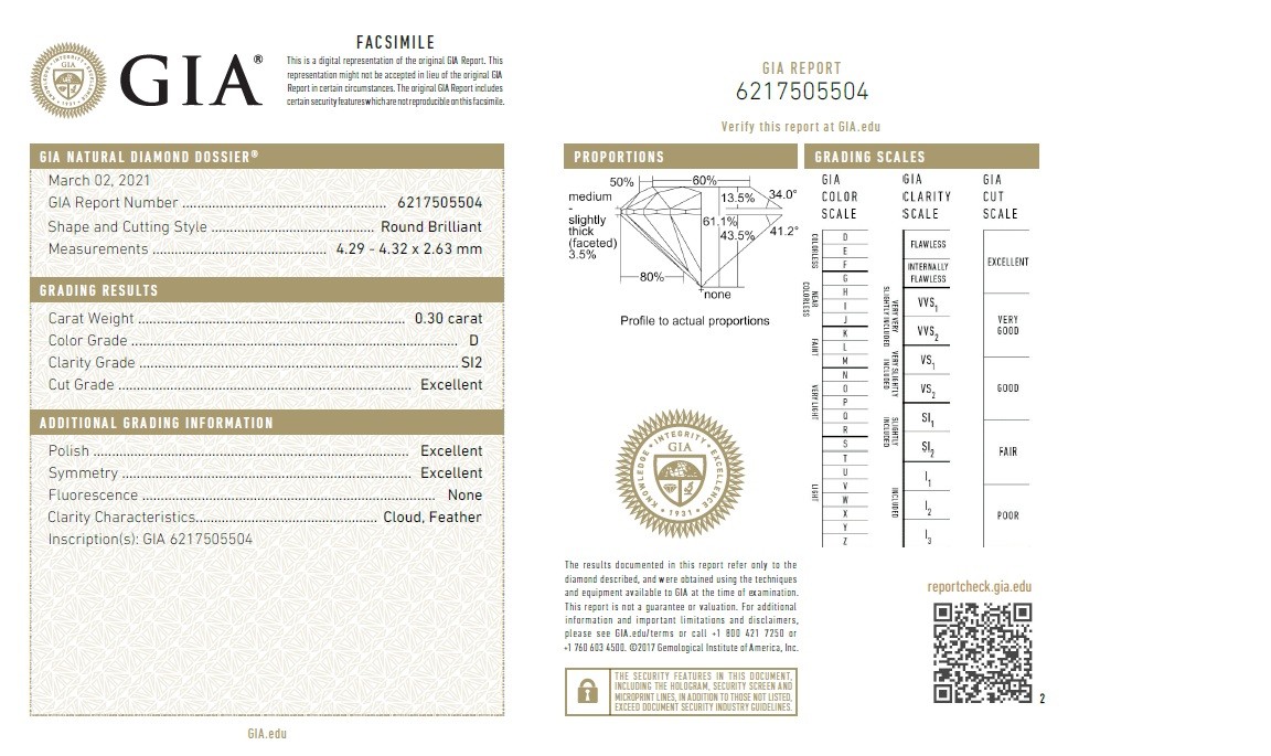 Cercei Aur Alb 18k, Diamante Solitaire 0.30 ct  x 0.30 ct D / SI2
