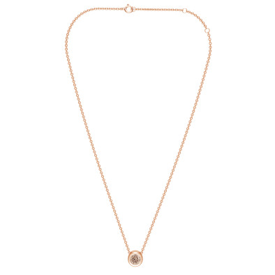  Colier Aur Roz 18k, Diamant Solitaire Champagne 0.11 Ct 2