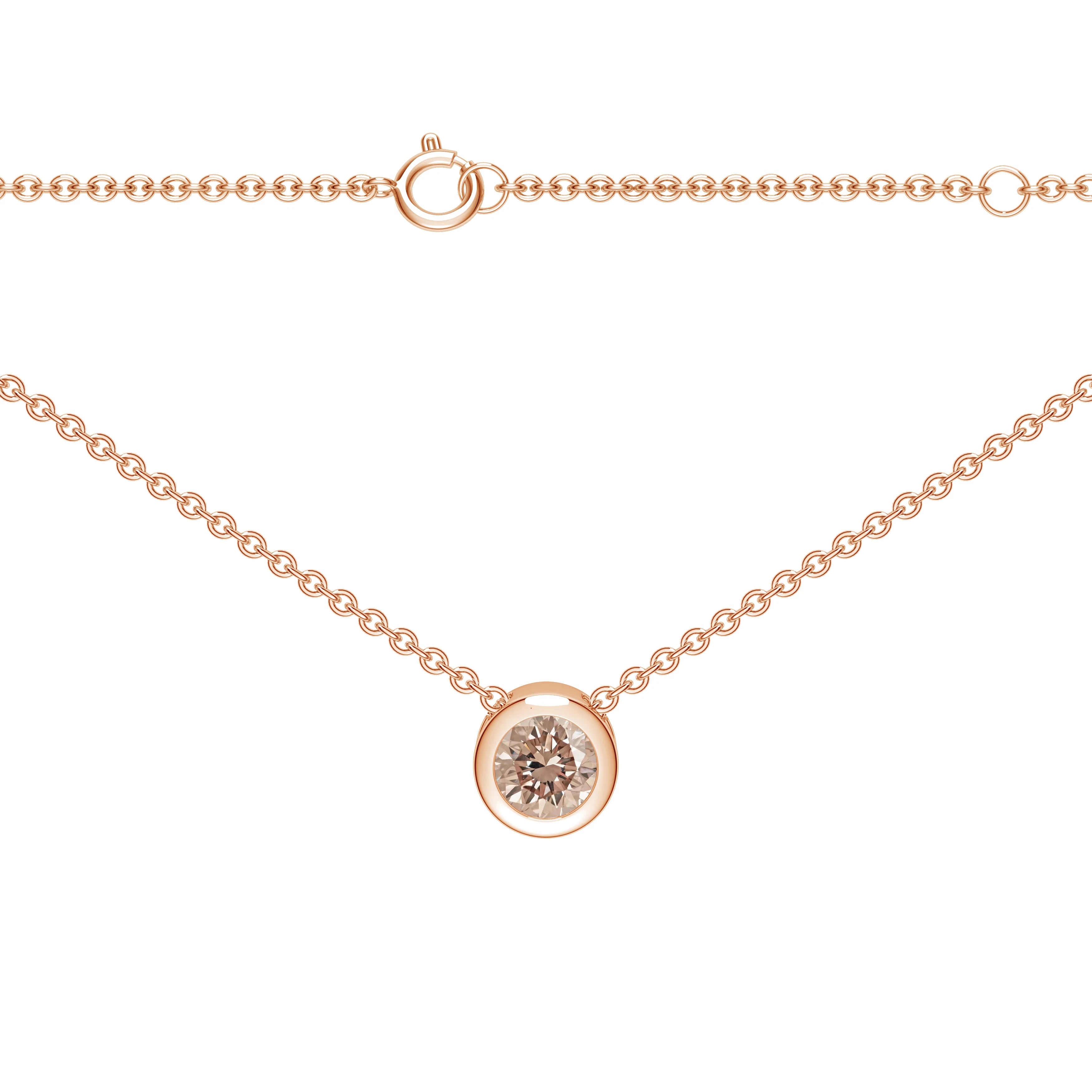  Colier Aur Roz 18k, Diamant Solitaire Champagne 0.11 Ct 4
