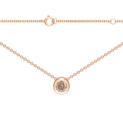  Colier Aur Roz 18k, Diamant Solitaire Champagne 0.11 Ct 4