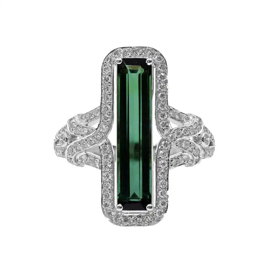Inel Aur 18k, Turmalina 2.80 ct, Diamante 0.50 ct