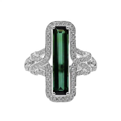 Inel Aur 18k, Turmalina 2.80 ct, Diamante 0.50 ct