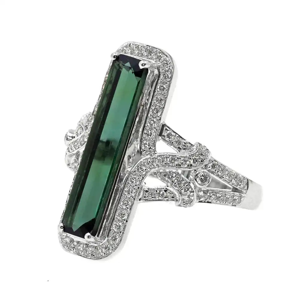 Inel Aur 18k, Turmalina 2.80 ct, Diamante 0.50 ct
