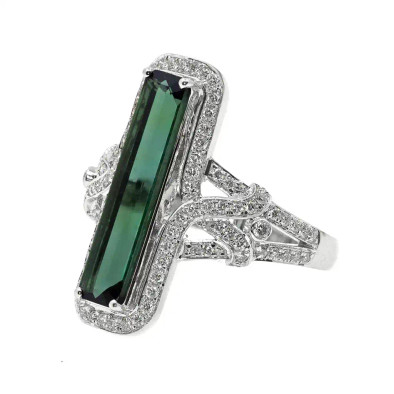 Inel Aur 18k, Turmalina 2.80 ct, Diamante 0.50 ct