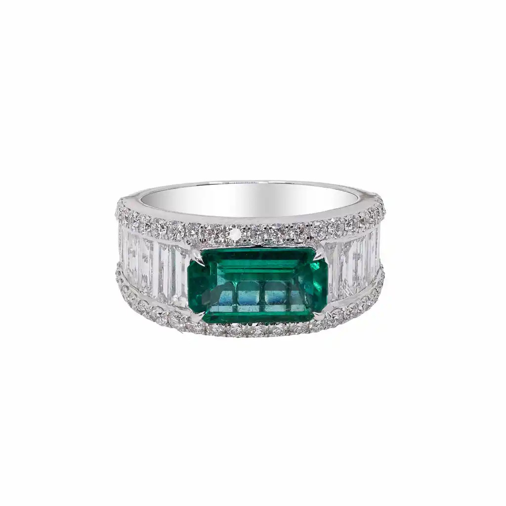 Inel Aur 18k, Smarald 2.40 ct, Diamante 2.54 ct