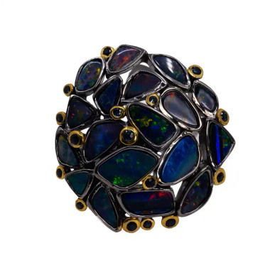 Inel Argint 925, Opal australian, Safire