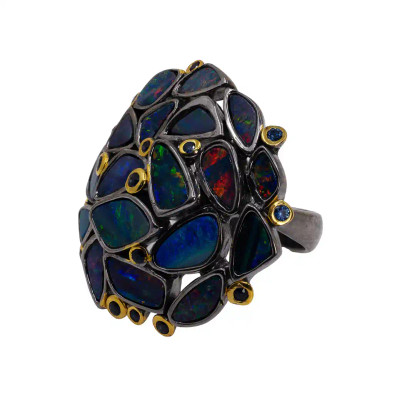 Inel Argint 925, Opal australian, Safire