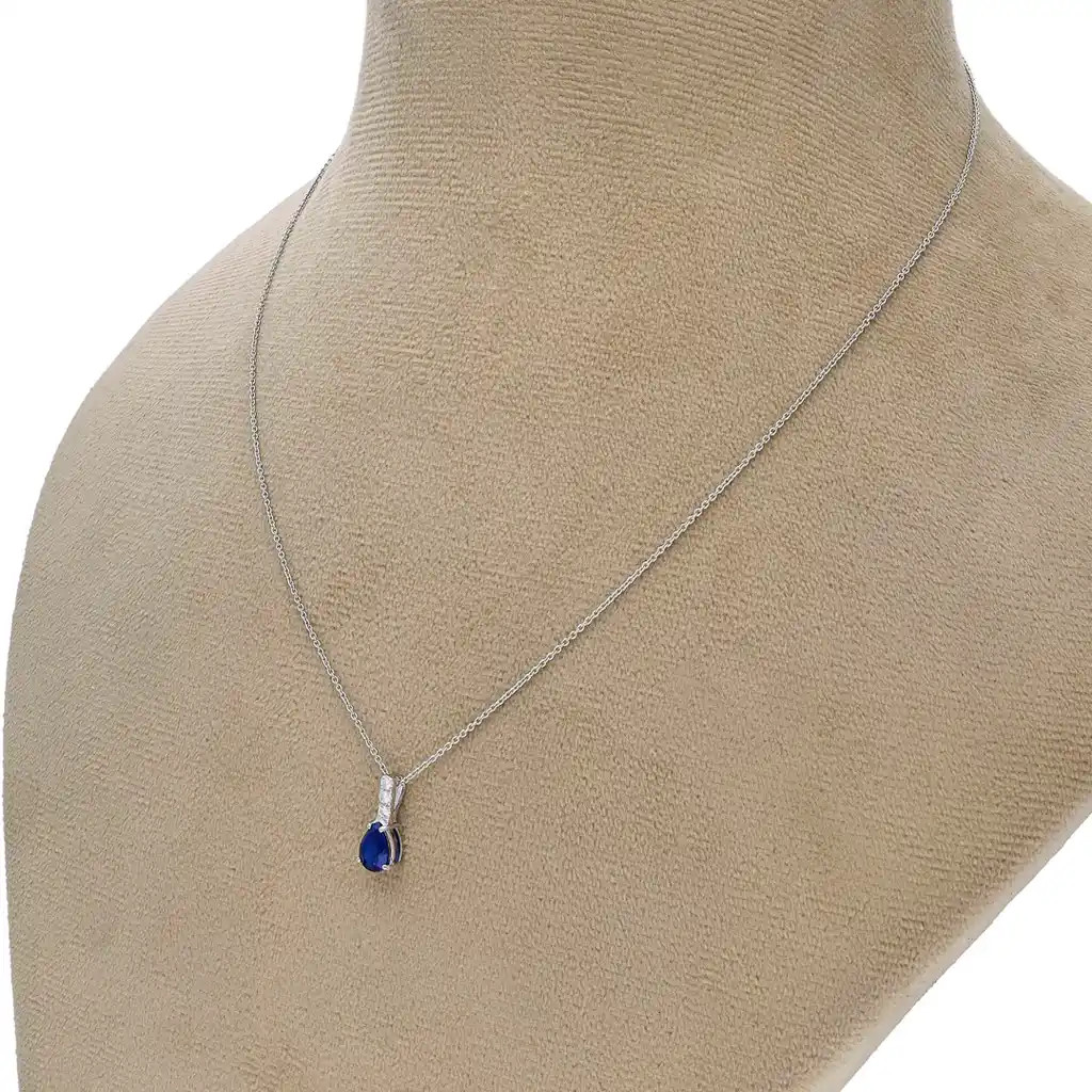  Colier Aur Alb 18k, Safir 0.60 ct, Diamante 0.06 ct 3