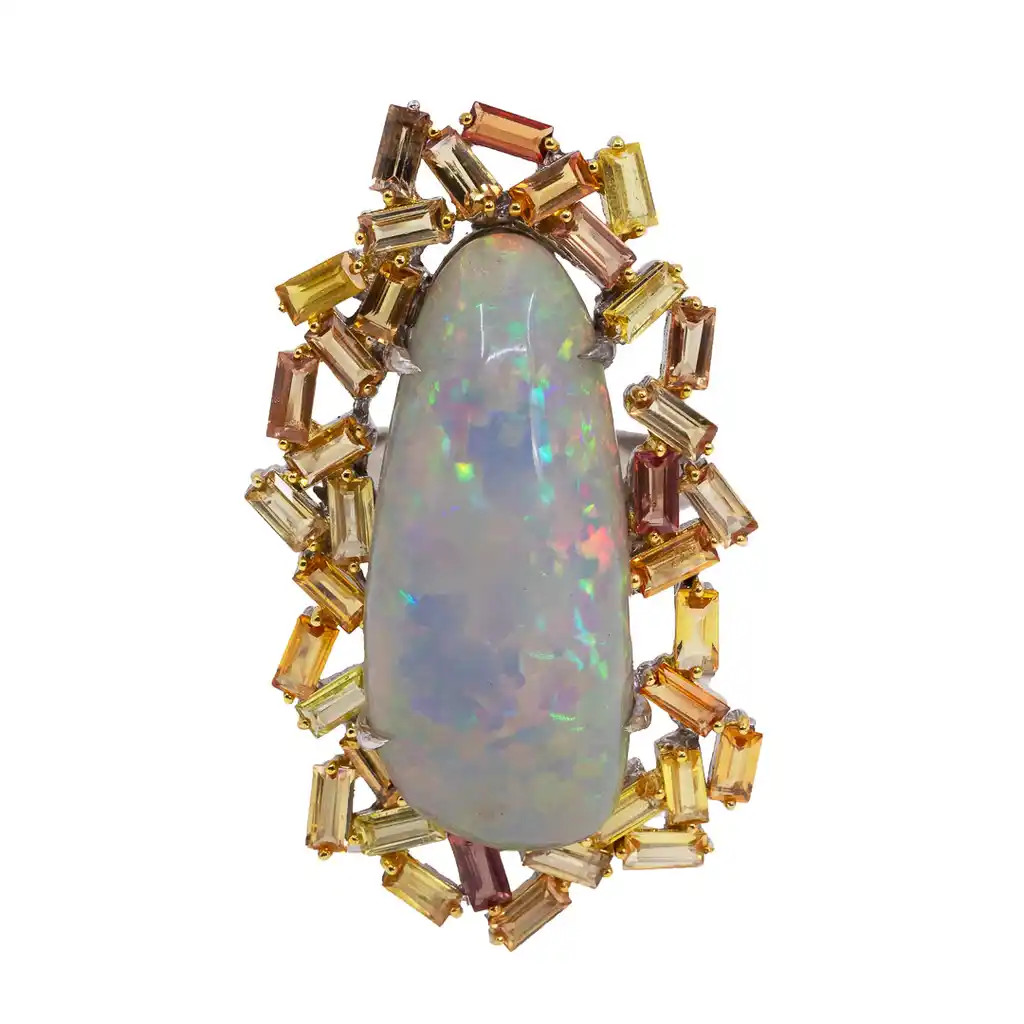  Inel Argint 925, Opal 18.10 ct, Safire 4.60 ct 1