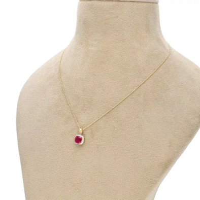Colier Aur 18k, Rubin 1.31 ct, Diamante 0.116 ct