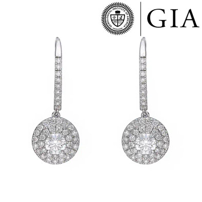 Cercei Aur Alb 18k, Diamante 2.04 ct